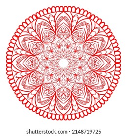 Mandala Pattern For Coloring Book Page. Round Mandala With Floral Style. Vintage Decorative Flower Mandala. Round Pattern Illustration Vector For Event Management.