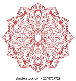 Mandala Pattern For Coloring Book Page. Round Mandala With Floral Style. Vintage Decorative Flower Mandala. Round Pattern Illustration Vector For Event Management.