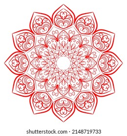 Mandala Pattern For Coloring Book Page. Round Mandala With Floral Style. Vintage Decorative Flower Mandala. Round Pattern Illustration Vector For Event Management.