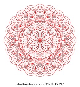 Mandala Pattern For Coloring Book Page. Round Mandala With Floral Style. Vintage Decorative Flower Mandala. Round Pattern Illustration Vector For Event Management.