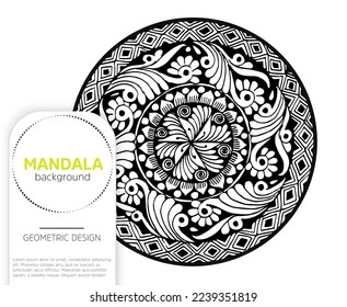 Mandala pattern for Coloring book page , Henna, Mehndi, tattoo, decoration. Decorative ornament in ethnic oriental style. , Hand draw vector illustration, seamless pattern