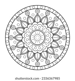 Mandala pattern for Coloring book page. Art on the wall. Lace pattern the Tattoo wallpaper Paint shirt tile Stencil Sticker Design Cards Textured .Decorative circle ornament in ethnic oriental style