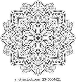 Mandala pattern for Coloring book page. Art on the wall. Lace pattern the Tattoo wallpaper Paint shirt tile Stencil Sticker Design Cards, Textured. Decorative circle ornament in ethnic oriental style