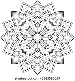 Patrón de Mandala para la página del libro Coloring. Arte en la pared. Patrón de encaje de las tarjetas de diseño del pegatinas del patrón del papel pintado del Tattoo, texturizado. Ornamento de círculo decorativo de estilo étnico oriental