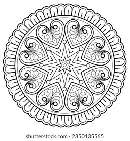Mandala pattern for Coloring book page. Art on the wall. Lace pattern the Tattoo wallpaper Paint shirt tile Stencil Sticker Design Cards, Texture. Decorative circle ornament in ethnic oriental style 