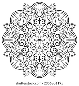 Mandala pattern for Coloring book page. Art on the wall. Lace pattern the Tattoo wallpaper Paint shirt tile Stencil Sticker Design Cards Textures. Decorative circle ornament in ethnic oriental style