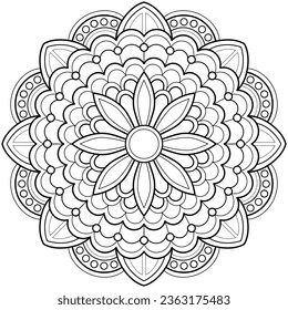 Mandala pattern for Coloring book page. Art on the wall. Lace pattern the Tattoo wallpaper Paint shirt tile Stencil Sticker Design Cards Textures. Decorative circle ornament in ethnic oriental style