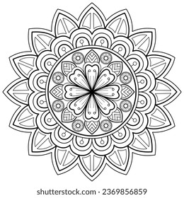 Mandala pattern for Coloring book page. Art on the wall. Lace pattern the Tattoo wallpaper Paint shirt tile Stencil Sticker Design Cards Textures. Decorative circle ornament in ethnic oriental style