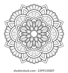 Mandala pattern for Coloring book page. Art on the wall. Lace pattern the Tattoo wallpaper Paint shirt tile Stencil Sticker Design Cards Textures. Decorative circle ornament in ethnic oriental style