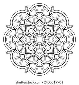 Mandala pattern for Coloring book page. Art on the wall. Lace pattern the Tattoo wallpaper Paint shirt tile Stencil Sticker Design Cards Textures. Decorative circle ornament in ethnic oriental style
