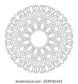 Mandala padrão para colorir página do livro, arquivo vetorial, design de tatuagem, arte de parede, arte mandala simples, Design para um papel de parede Camisa de pintura e azulejo Design adesivo, arquivo vetorial