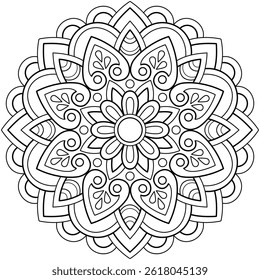 Patrón de mandala para colorear la página del libro. Arte en la pared. Patrón de encaje del Fondo de pantalla del tatuaje Tarjeta de diseño Azulejo Pegatina Texturas y fondo. "Somos generados por mí mismo"