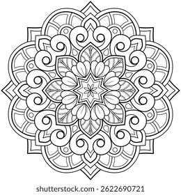 Mandala pattern for Coloring book page. Art on the wall. Lace pattern the Tattoo wallpaper Design Card Tile Sticker Textures and background. "We are generated by my self"