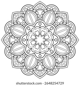 Mandala pattern for Coloring book page. Art on the wall. Lace pattern the Tattoo wallpaper Paint shirt tile Stencil Sticker Design Card Textures. Decorative circle ornament in ethnic oriental style 