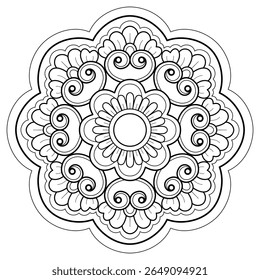 Mandala pattern for Coloring book page. Art on the wall. Lace pattern the Tattoo wallpaper Design Card Tile Sticker Textures and background. "We are generated by my self"