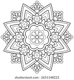 Mandala pattern for Coloring book page. Art on the wall. Lace pattern the Tattoo wallpaper Design Card Tile Sticker Textures and background. "We are generated by my self"
