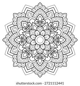 Padrão de Mandala para a página do livro de colorir. Arte na parede. Padrão de renda o papel de parede tatuagem Pintura camisa telha Stencil Sticker Design Card Textures. Ornamento círculo decorativo em estilo oriental étnico 