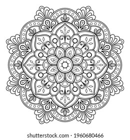 Mandala pattern Coloring book wallpaper design art. tile pattern greeting card sticker lace pattern and tattoo, yoga design. hand drawn mandala vector. on white background