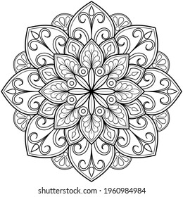 Mandala pattern Coloring book wallpaper design art. tile pattern greeting card sticker lace pattern and tattoo, yoga design. hand drawn mandala vector. on white background