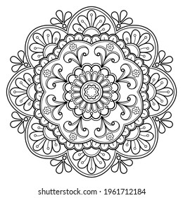 Mandala pattern Coloring book wallpaper design art. tile pattern greeting card sticker lace pattern and tattoo, yoga design. hand drawn mandala vector. on white background