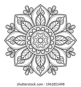 Mandala pattern Coloring book wallpaper design art. tile pattern greeting card sticker lace pattern and tattoo, yoga design. hand drawn mandala vector. on white background