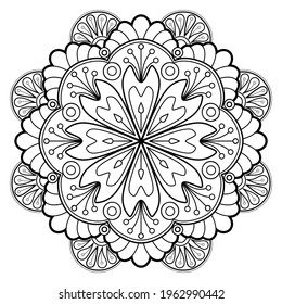 Mandala pattern Coloring book wallpaper design art. tile pattern greeting card sticker lace pattern and tattoo, yoga design. hand drawn mandala vector. on white background