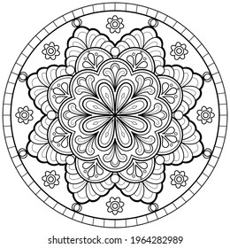 Mandala pattern Coloring book wallpaper design art. tile pattern greeting card sticker lace pattern and tattoo, yoga design. hand drawn mandala vector. on white background