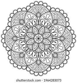 Mandala pattern Coloring book wallpaper design art. tile pattern greeting card sticker lace pattern and tattoo, yoga design. hand drawn mandala vector. on white background