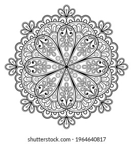 Mandala pattern Coloring book wallpaper design art. tile pattern greeting card sticker lace pattern and tattoo, yoga design. hand drawn mandala vector. on white background