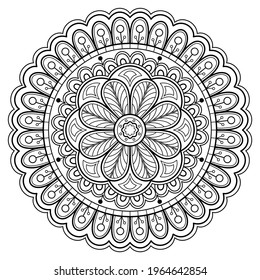 Mandala pattern Coloring book wallpaper design art. tile pattern greeting card sticker lace pattern and tattoo, yoga design. hand drawn mandala vector. on white background