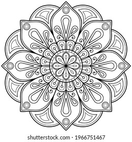 Mandala pattern Coloring book wallpaper design art. tile pattern greeting card sticker lace pattern and tattoo, yoga design. hand drawn mandala vector. on white background