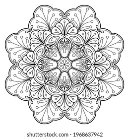 Mandala pattern Coloring book wallpaper design art. tile pattern greeting card sticker lace pattern and tattoo, yoga design. hand drawn mandala vector. on white background