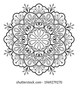 Mandala pattern Coloring book wallpaper design art. tile pattern greeting card sticker lace pattern and tattoo, yoga design. hand drawn mandala vector. on white background