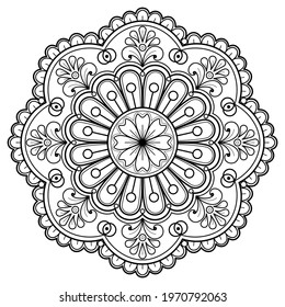 Mandala pattern Coloring book wallpaper design art. tile pattern greeting card sticker lace pattern and tattoo, yoga design. hand drawn mandala vector. on white background