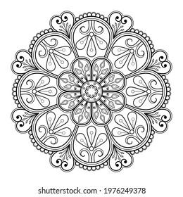 Mandala pattern Coloring book wallpaper design art. tile pattern greeting card sticker lace pattern and tattoo, yoga design. hand drawn mandala vector. on white background