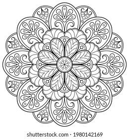 Mandala pattern Coloring book wallpaper design art. tile pattern greeting card sticker lace pattern and tattoo, yoga design. hand drawn mandala vector. on white background