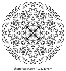 Mandala pattern Coloring book wallpaper design art. tile pattern greeting card sticker lace pattern and tattoo, yoga design. hand drawn mandala vector. on white background