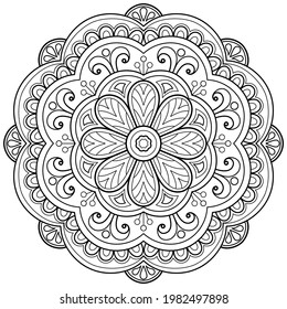 Mandala pattern Coloring book wallpaper design art. tile pattern greeting card sticker lace pattern and tattoo, yoga design. hand drawn mandala vector. on white background