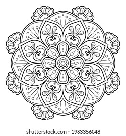 Mandala pattern Coloring book wallpaper design art. tile pattern greeting card sticker lace pattern and tattoo, yoga design. hand drawn mandala vector. on white background