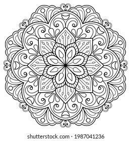 Mandala pattern Coloring book wallpaper design art. tile pattern greeting card sticker lace pattern and tattoo, yoga design. hand drawn mandala vector. on white background