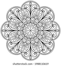 Mandala pattern Coloring book wallpaper design art. tile pattern greeting card sticker lace pattern and tattoo, yoga design. hand drawn mandala vector. on white background