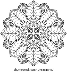 Mandala pattern Coloring book wallpaper design art. tile pattern greeting card sticker lace pattern and tattoo, yoga design. hand drawn mandala vector. on white background