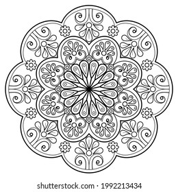 Mandala pattern Coloring book wallpaper design art. tile pattern greeting card sticker lace pattern and tattoo, yoga design. hand drawn mandala vector. on white background