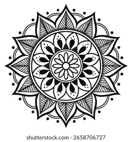 Patrón de mandala Libro para colorear Fondo de pantalla de diseño de arte. patrón de azulejo tarjeta de felicitación etiqueta engomada patrón de encaje y tatuaje, diseño de yoga. dibujado a mano mandala Vector. sobre fondo blanco