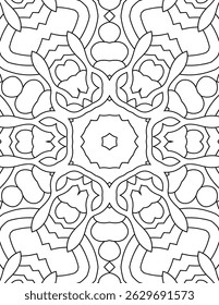 Mandala pattern coloring page, Abstract pattern, Black and white background