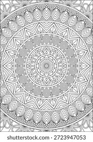 Mandala Muster Malvorlage für Erwachsene Relaxation Linie Art Vektor