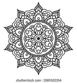 Mandala pattern Coloring page Art wallpaper design, tile pattern, greeting card, sticker, lace and tattoo. decoration for interior design.