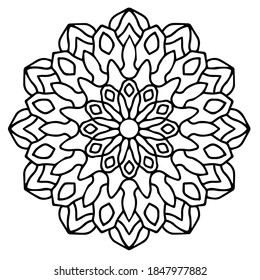 Mandala pattern decoration black white for coloring book