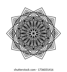 Mandala pattern. Decorative background. Lacy ornament. Coloring book page for adults.