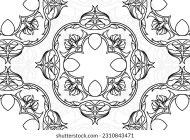 mandala pattern, decorative drawing, ornamental composition, wreath, hand drawing, ornament, print for textiles